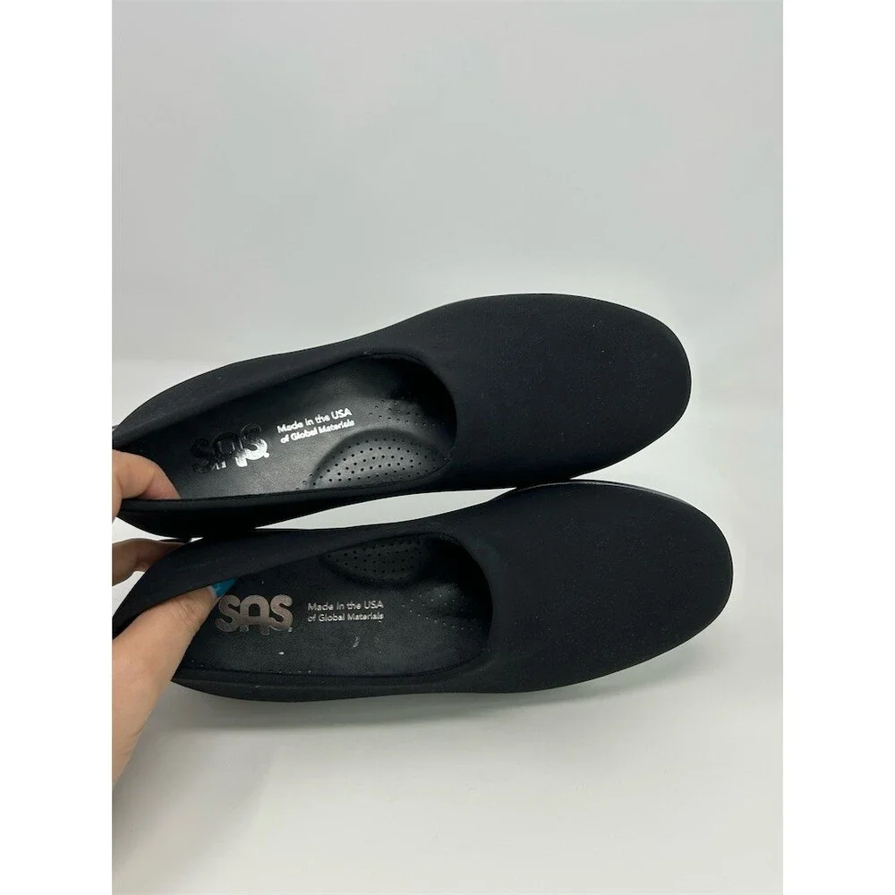 SAS Bliss Womens Slip-On Loafers Black Comfort Wedge Tripad Support Size 6.5W